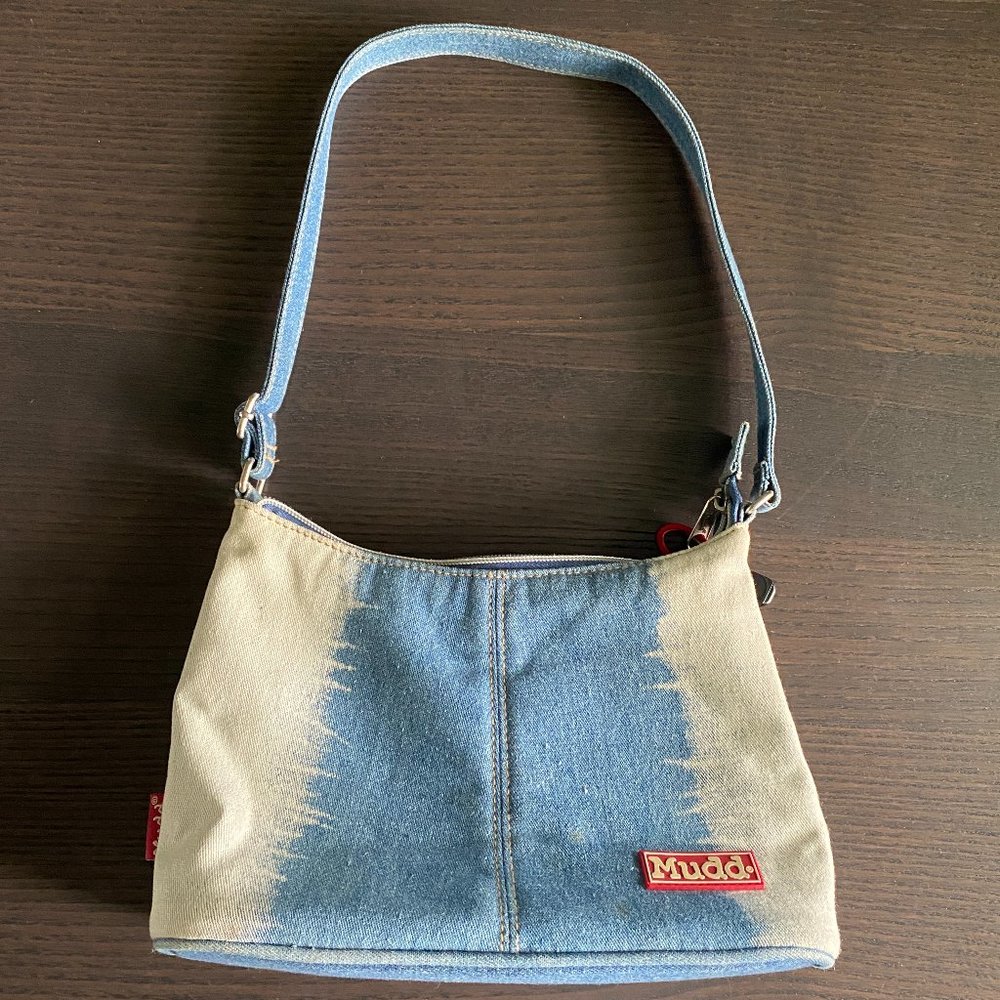 Mudd Two-Tone Blue and Cream Denim Shoulder Bag